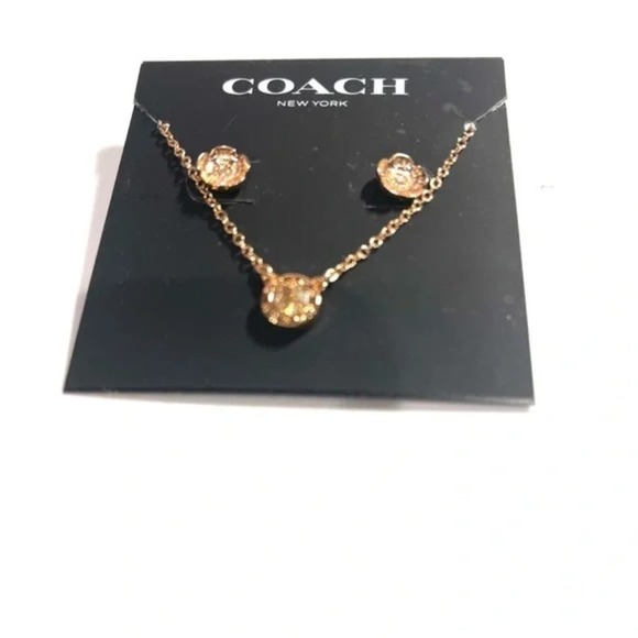 COACH Women's Rose Gold Tea Rose  3-Piece Jewelry Necklace Set - Picture 3 of 5